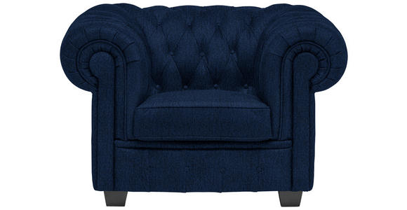 CHESTERFIELD-SESSEL - Wengefarben/Dunkelblau, LIFESTYLE, Holz/Textil (115/76,5/96cm) - Landscape