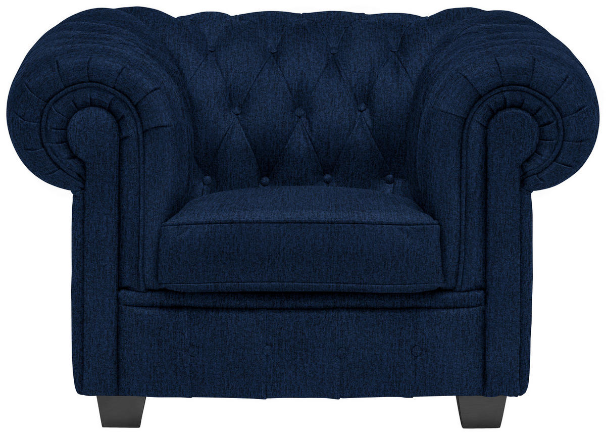 CHESTERFIELD-SESSEL - Wengefarben/Dunkelblau, LIFESTYLE, Holz/Textil (115/76,5/96cm) - Landscape