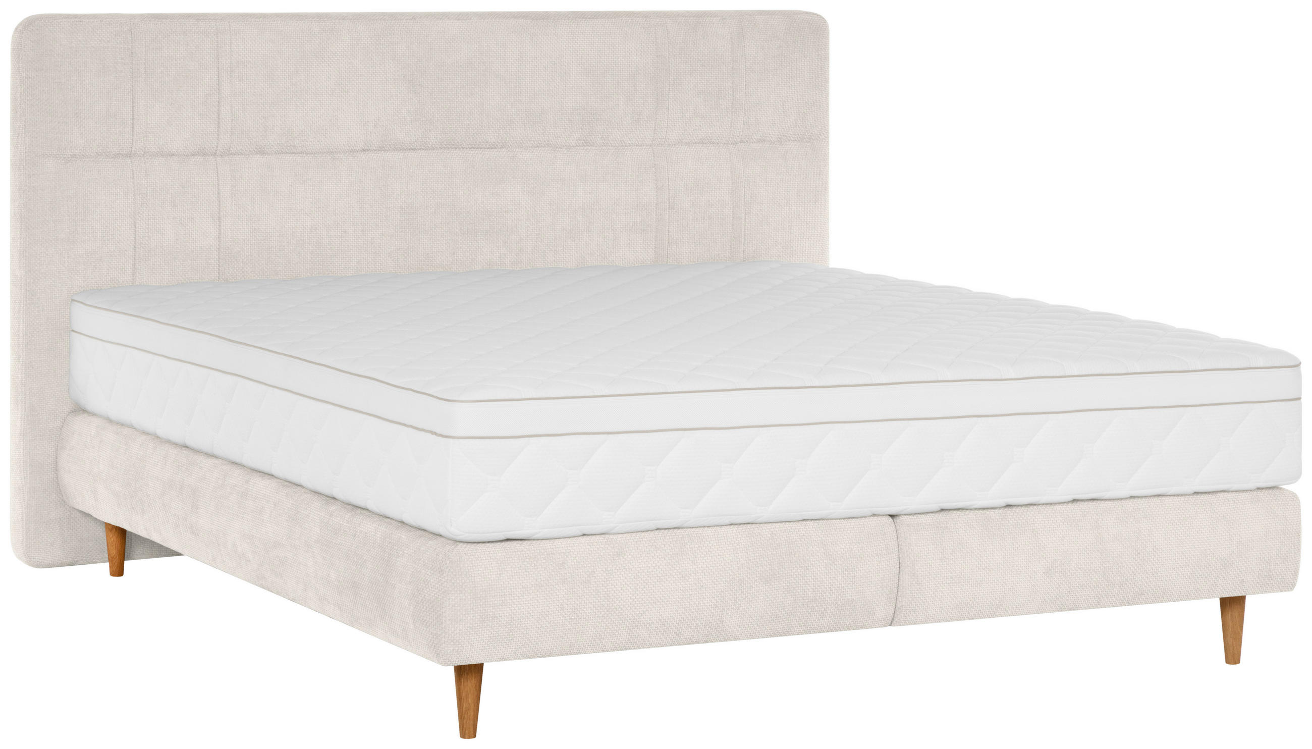 BOXSPRINGBETT 160/200 cm  in Perlmutt  - Eichefarben/Perlmutt, MODERN, Holz/Textil (160/200cm) - Welnova