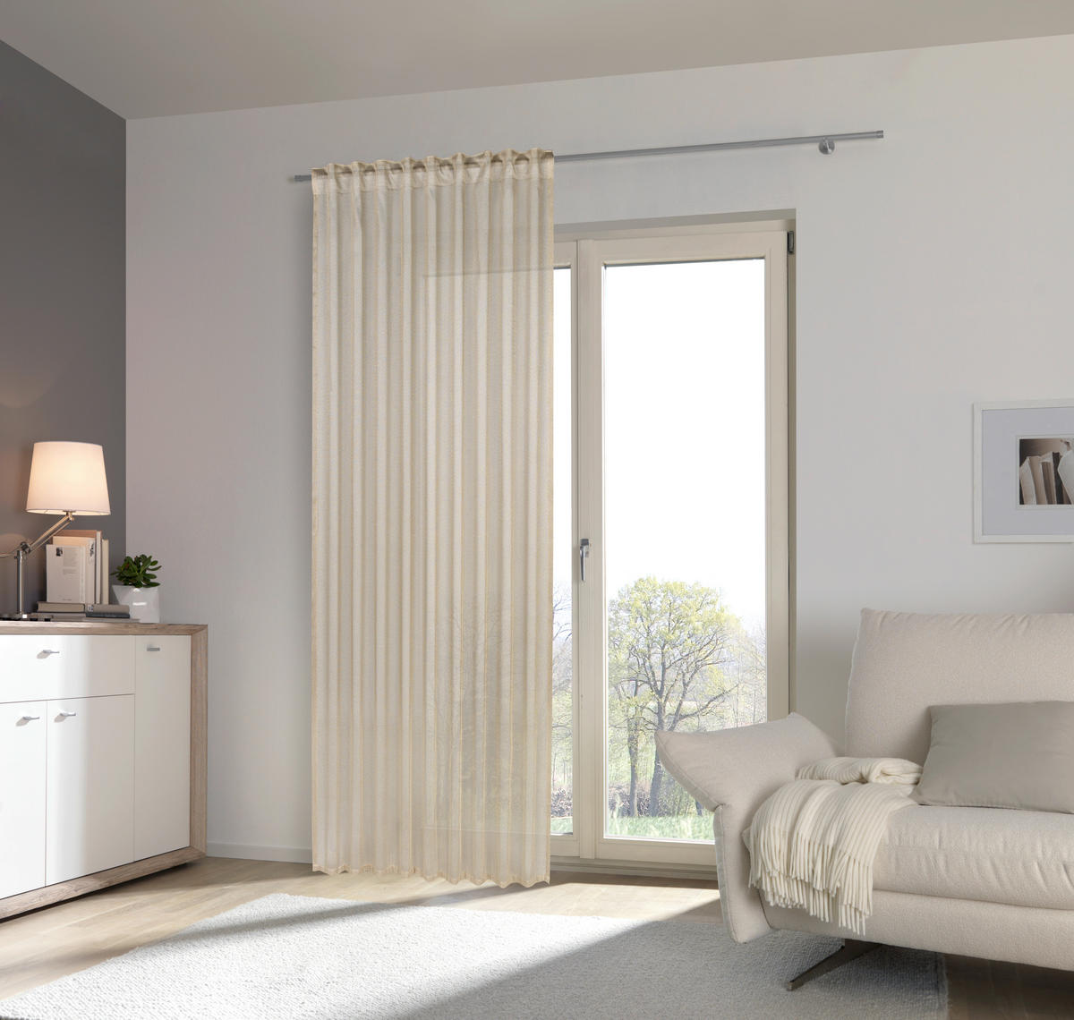 FERTIGVORHANG  transparent  140/245 cm   - Beige, Basics, Textil (140/245cm) - Esposa