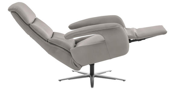 RELAXSESSEL in Leder Hellgrau  - Edelstahlfarben/Hellgrau, Design, Leder/Metall (76/119/86cm) - Dieter Knoll