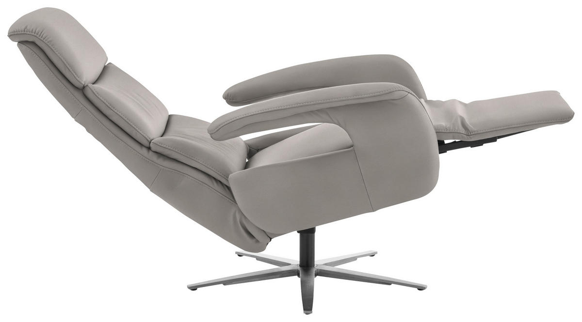 RELAXSESSEL in Leder Hellgrau  - Edelstahlfarben/Hellgrau, Design, Leder/Metall (76/119/86cm) - Dieter Knoll