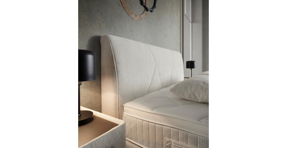 BOXSPRINGBETT 200/200 cm,  in Creme, Topper, Matratzen, unterschiedliche Matratzenhärtegrade je Bettseite, H2 + H3 = mittel + fest  - Creme/Schwarz, Design, Kunststoff/Textil (200/200cm) - Dieter Knoll