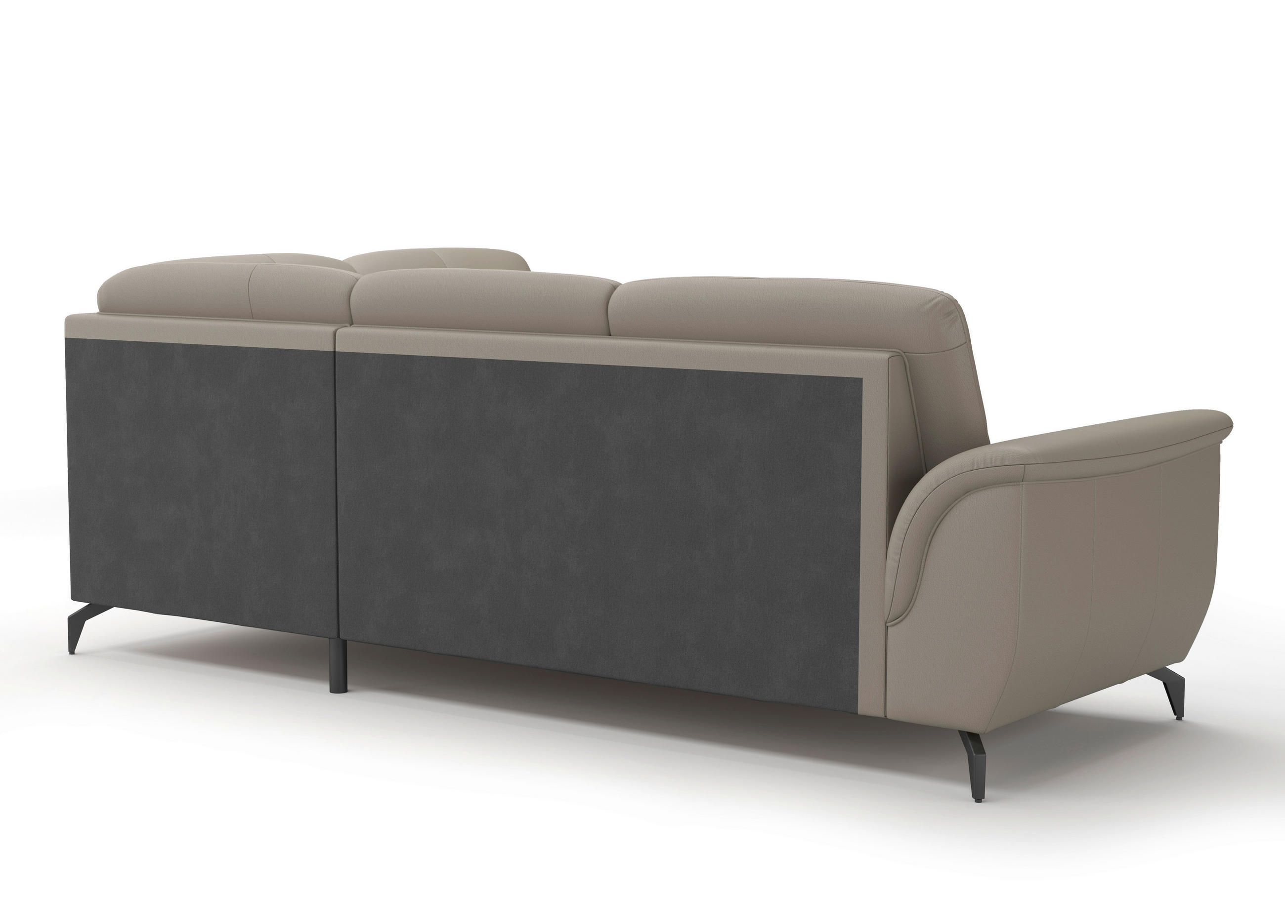 ECKSOFA ZORA E Grau Kombination Echtleder/Stoff Vliesstoff - Schwarz/Grau, MODERN, Leder/Textil (244/212cm) - Sit & More