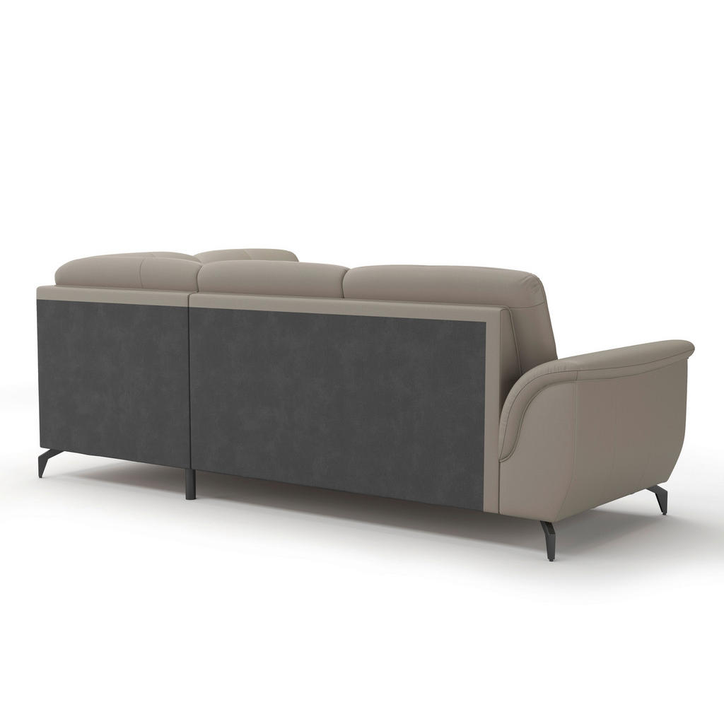 Thumbnail - Sit & More Ecksofa Zora E, Grau, Textil, Leder, Kombination Echtleder/Stoff, Nappaleder, 5,5-Sitzer, Ottomane rechts, L-...