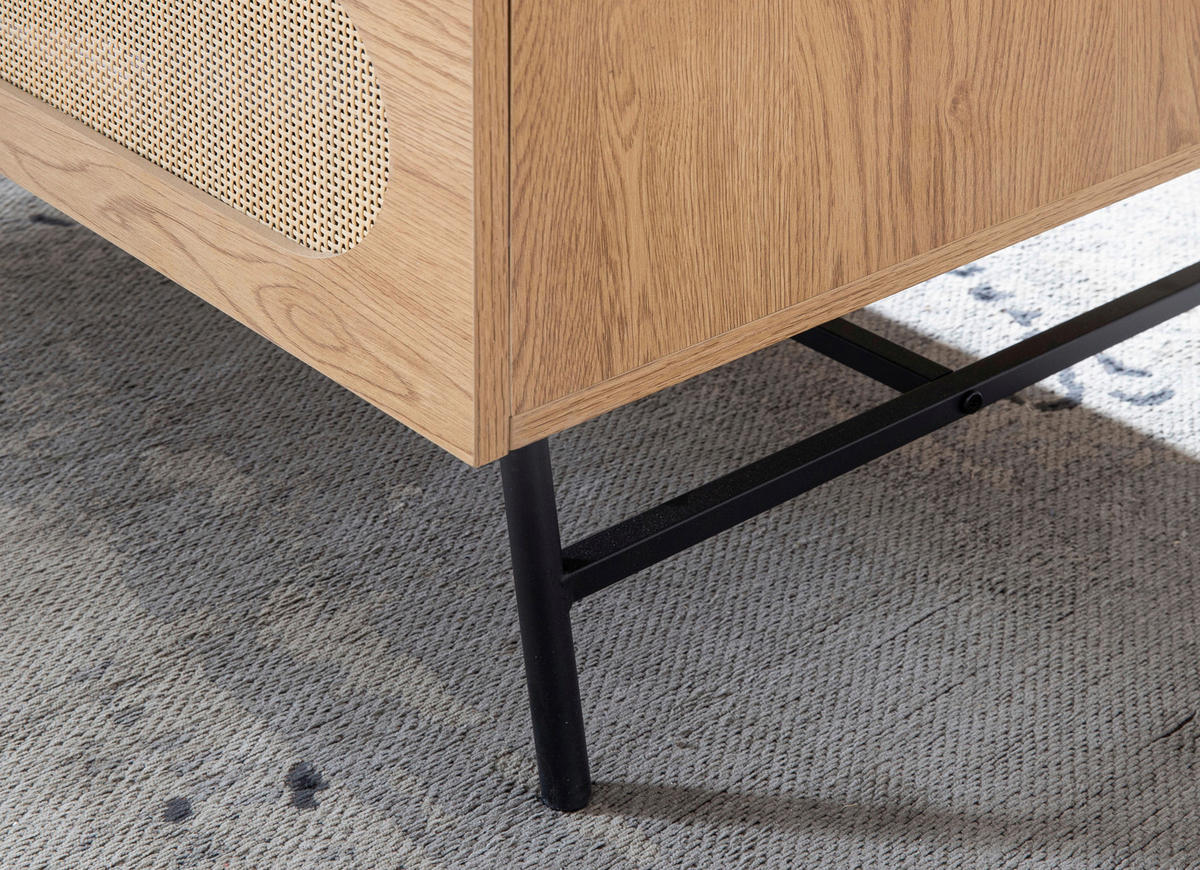COUCHTISCH in Holzwerkstoff 100/60/45 cm  - Eichefarben/Schwarz, Design, Holzwerkstoff/Metall (100/60/45cm) - MID.YOU