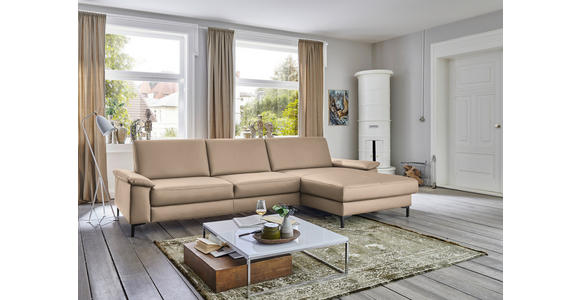 ECKSOFA in Echtleder Hellbraun 334/176 cm - Hellbraun/Schwarz, Design, Leder/Metall (334/176cm) - Dieter Knoll