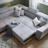 ECKSOFA inkl. Funktionen Hellgrau Cord  - Silberfarben/Hellgrau, Design, Textil/Metall (226/257cm) - Xora