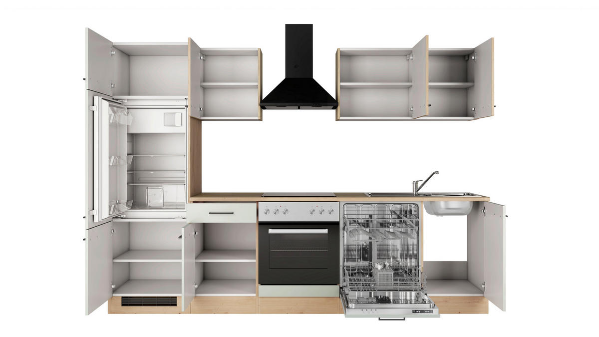 KUCHYŇSKÝ BLOK 280 cm - černá/rákosová zelená, Trend, kov/kompozitní dřevo (280cm) - FlexWell