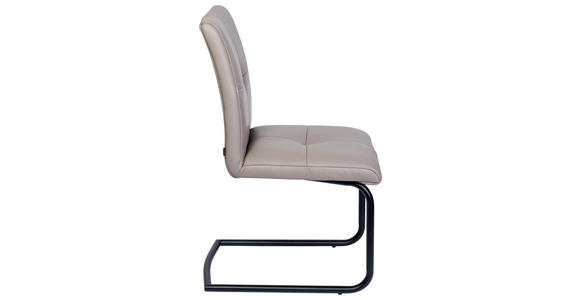 SCHWINGSTUHL    Echtleder  - Taupe/Schwarz, MODERN, Leder/Metall (49/74/61cm) - Novel