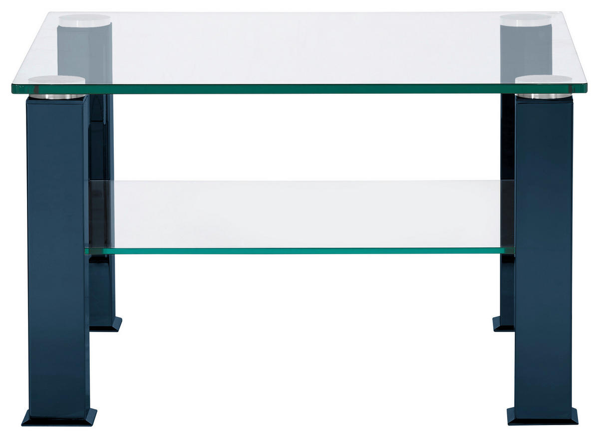 COUCHTISCH in Metall, Glas 75/75/42,5 cm  - Blau, Design, Glas/Kunststoff (75/75/42,5cm)
