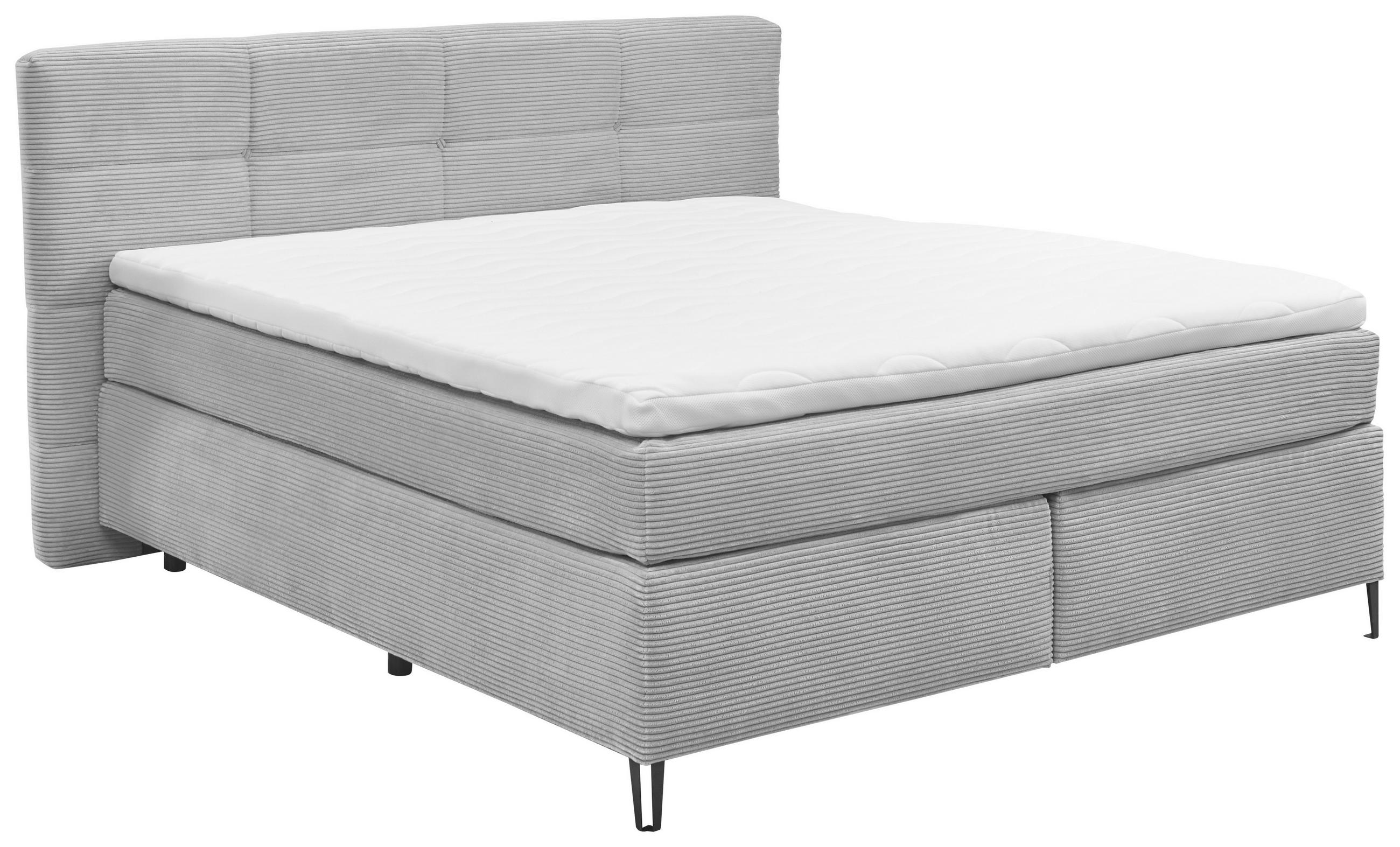 BOXSPRINGBETT 180/200 cm,  in Grau, Matratzen, H3 + H4 = fest + sehr fest  - Schwarz/Grau, KONVENTIONELL, Textil/Metall (180/200cm) - SetOne by Musterring