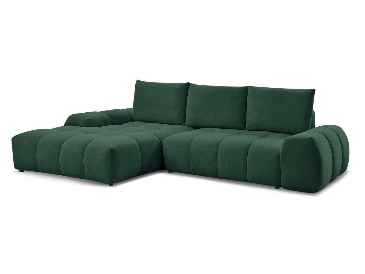 ECKSCHLAFSOFA EVEREST  mit Rücken echt, Armteil links, Armteil rechts Struktur Grün  - Schwarz/Grün, MODERN, Kunststoff/Textil (180/318cm) - Livetastic