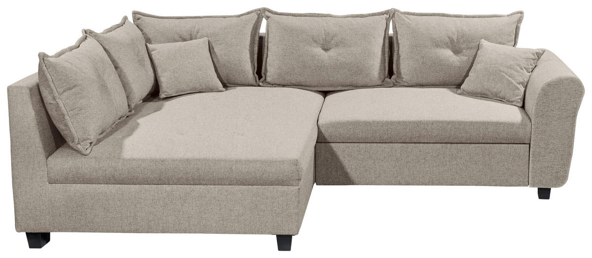 ECKSOFA in Webstoff Sandfarben  - Sandfarben/Schwarz, Modern, Kunststoff/Textil (175/252cm) - Livetastic