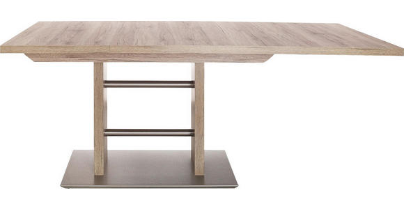 ESSTISCH in Metall, Holzwerkstoff 130(178)/80/75 cm - Edelstahlfarben/Eichefarben, Design, Holzwerkstoff/Metall (130(178)/80/75cm) - Dieter Knoll