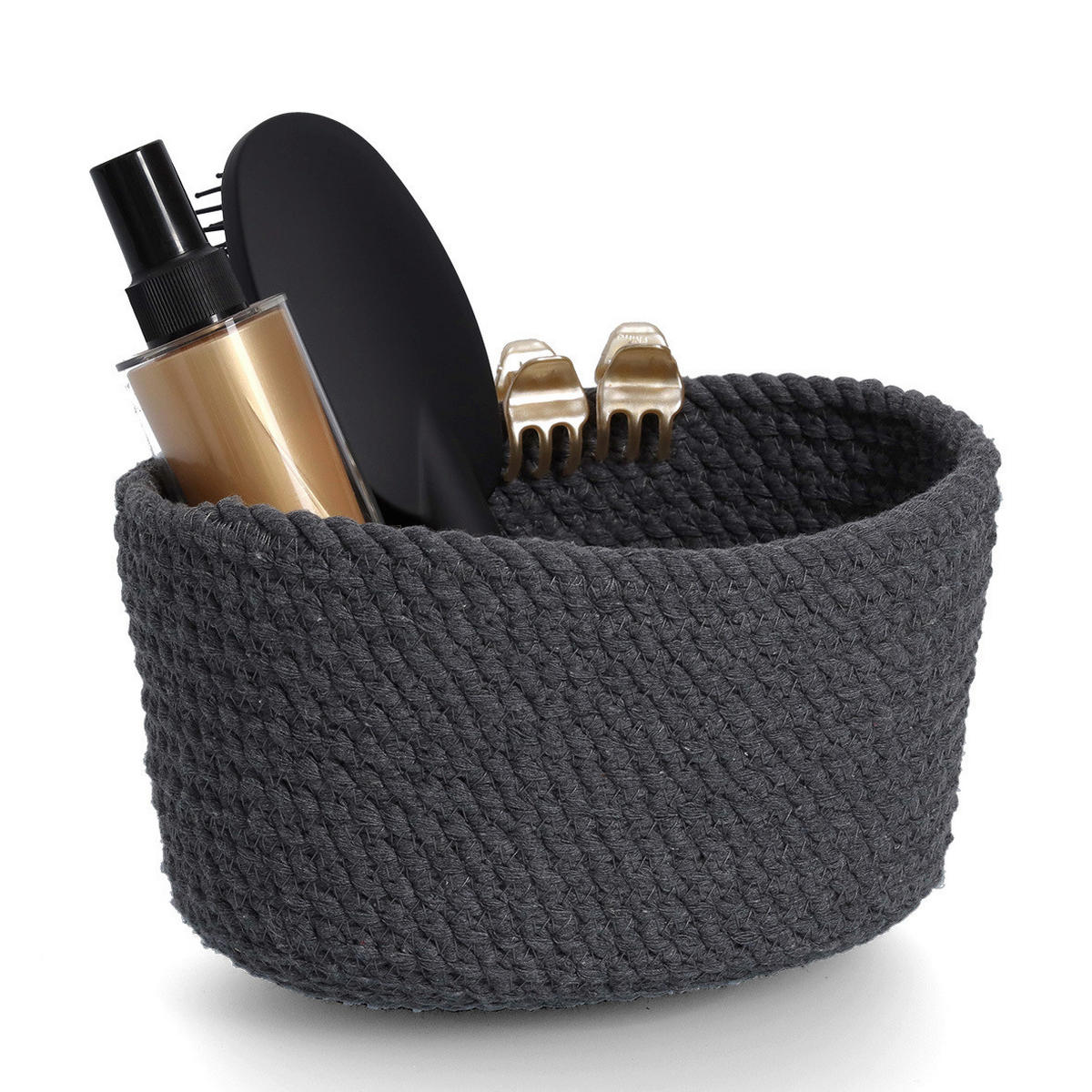 KORBSET - Dunkelgrau, Basics, Textil (24/17/13cm)