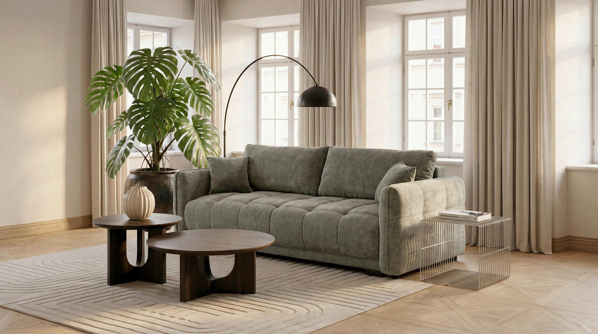 BOXSPRINGSOFA  in Chenille Taupe  - Taupe/Schwarz, KONVENTIONELL, Kunststoff/Textil (235/94/103cm) - Novel