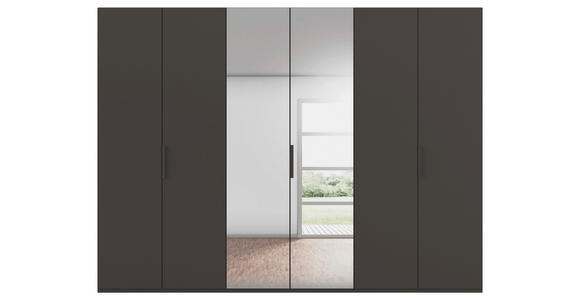 DREHTÜRENSCHRANK 301/235/61 cm,  in Graphitfarben, 6-türig  - Graphitfarben, Basics, Glas/Holzwerkstoff (301/235/61cm) - Novel