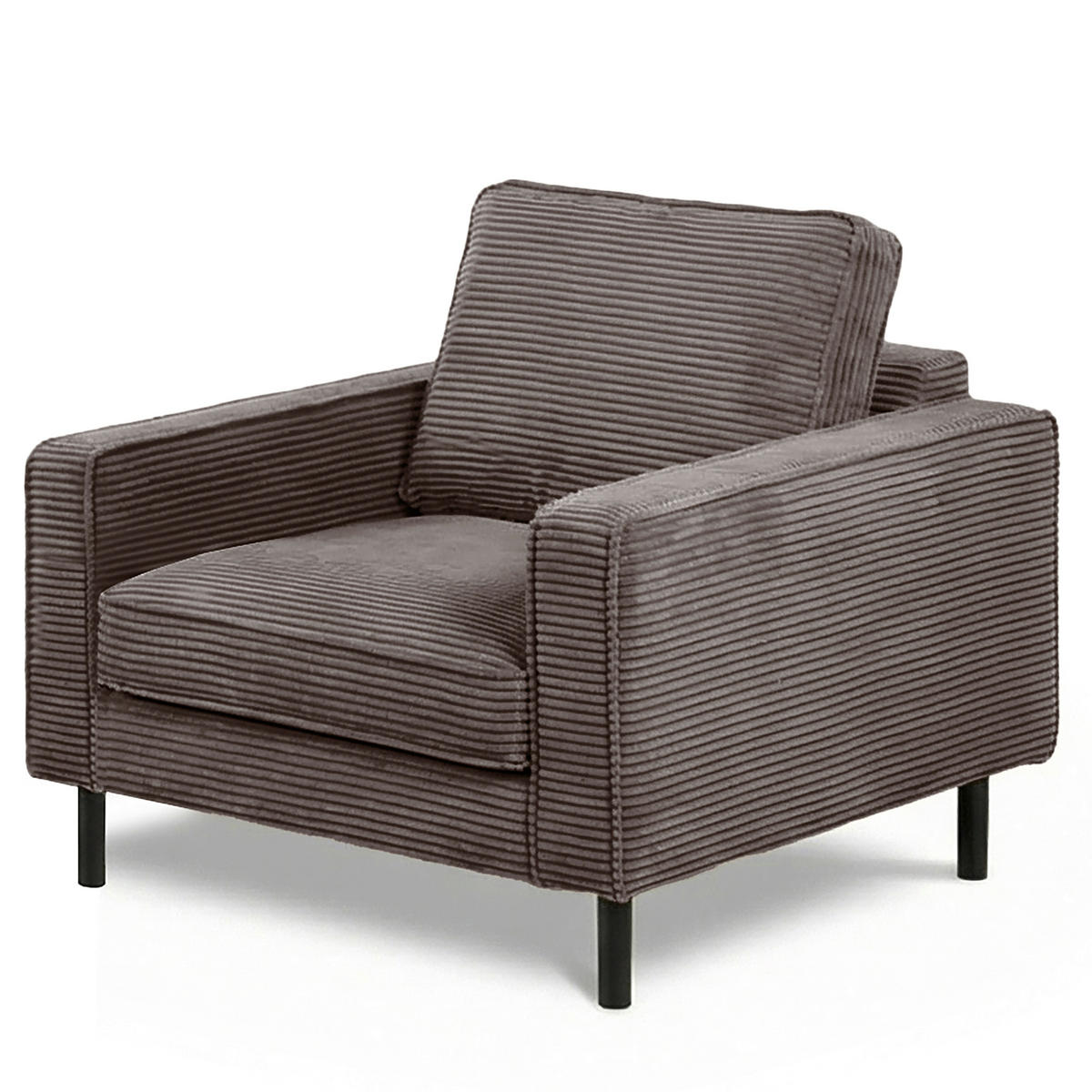 SESSEL in Cord Taupe  - Taupe/Schwarz, Design, Textil/Metall (88/85/92cm) - Livetastic