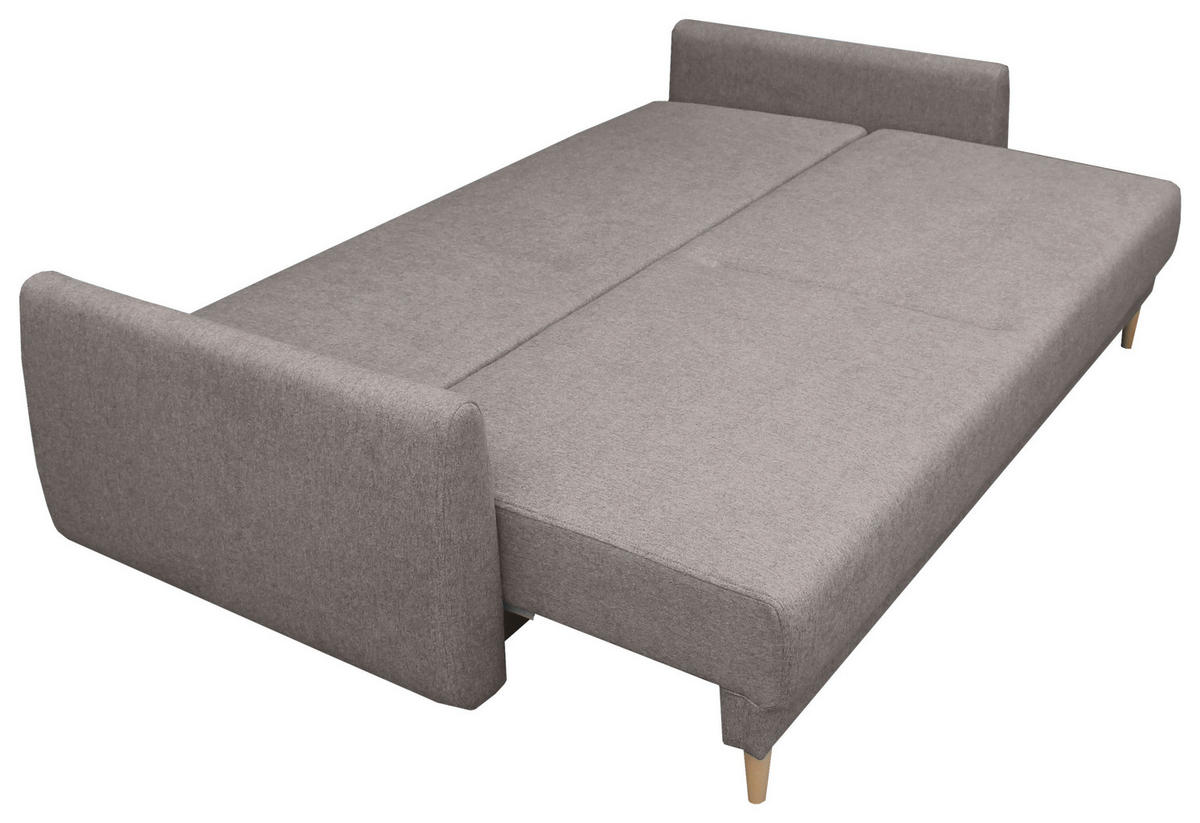 SCHLAFSOFA  mit Liegefunktion, Schlafen auf Sitzhöhe, Rücken echt Webstoff Greige  - Greige/Buchefarben, KONVENTIONELL, Holz/Textil (220/90/95cm) - Carryhome