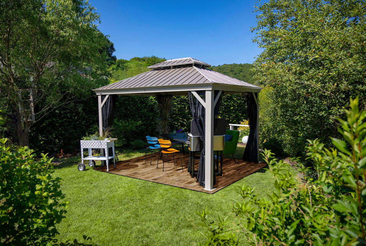 PAVILLON 483/307/363 cm Aluminium  - Champagner, Basics, Metall (483/307/363cm)