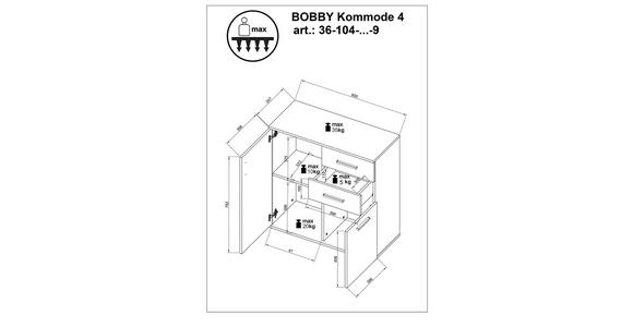 KOMMODE 80/82/35 cm in Weiß, Sonoma Eiche - Silberfarben/Schwarz, KONVENTIONELL, Holzwerkstoff/Kunststoff (80/82/35cm) - Carryhome