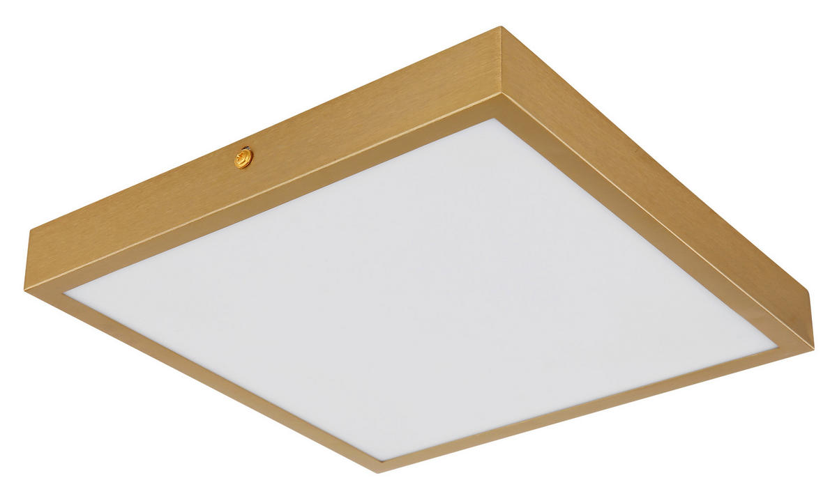 LED-DECKENLEUCHTE 15 W    25/25/3 cm  - Messingfarben/Opal, Konventionell, Kunststoff/Metall (25/25/3cm) - Globo