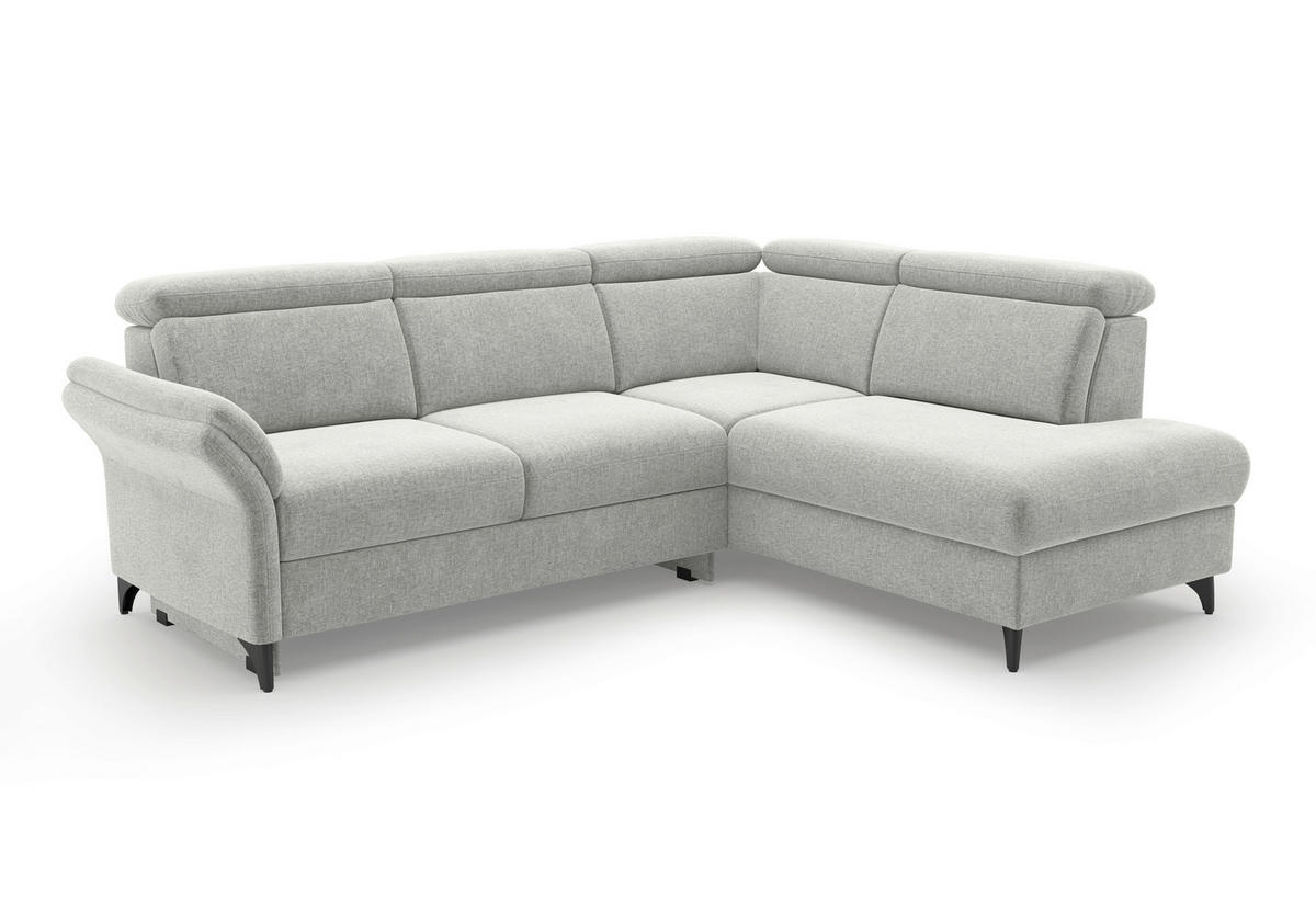 ECKSOFA GLENDALE E in Flachgewebe Hellgrau  247/193 cm  - Hellgrau/Schwarz, KONVENTIONELL, Textil/Metall (247/193cm) - Sit & More