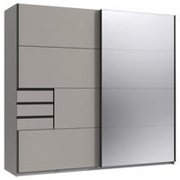 SCHWEBETÜRENSCHRANK  in Graphitfarben, Grau, Sahara  - Schwarz/Graphitfarben, Design, Glas/Holzwerkstoff (225/208/64cm) - Carryhome