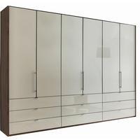 FALTTÜRENSCHRANK 300/216/58 cm 3-türig Trüffeleichefarben, Magnolie  - Chromfarben/Magnolie, KONVENTIONELL, Glas/Holzwerkstoff (300/216/58cm) - Venda