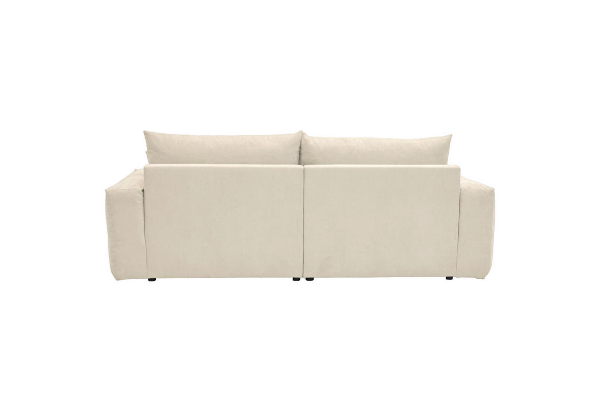 BIGSOFA Chenille Creme  - Creme/Schwarz, MODERN, Kunststoff/Textil (255/76/117cm) - Milino