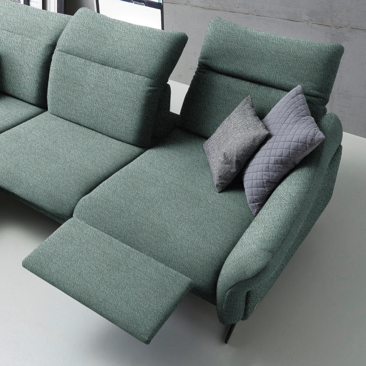 ECKSOFA in Webstoff Türkis  - Türkis/Anthrazit, Design, Textil/Metall (203/299cm) - Himolla