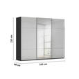 SCHWEBETÜRENSCHRANK  in Grau, Schwarz  - Chromfarben/Schwarz, KONVENTIONELL, Glas/Holzwerkstoff (242/223/68cm) - Novel