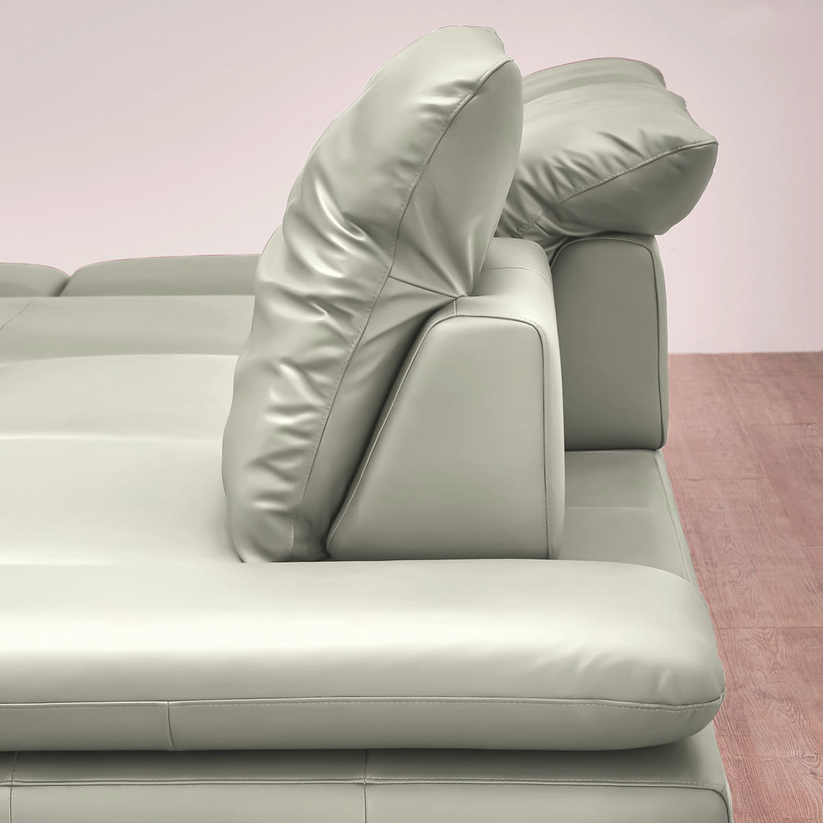 ECKSOFA in Echtleder Weiss  - Weiss/Silberfarben, Design, Leder/Metall (315/200cm) - Chilliano