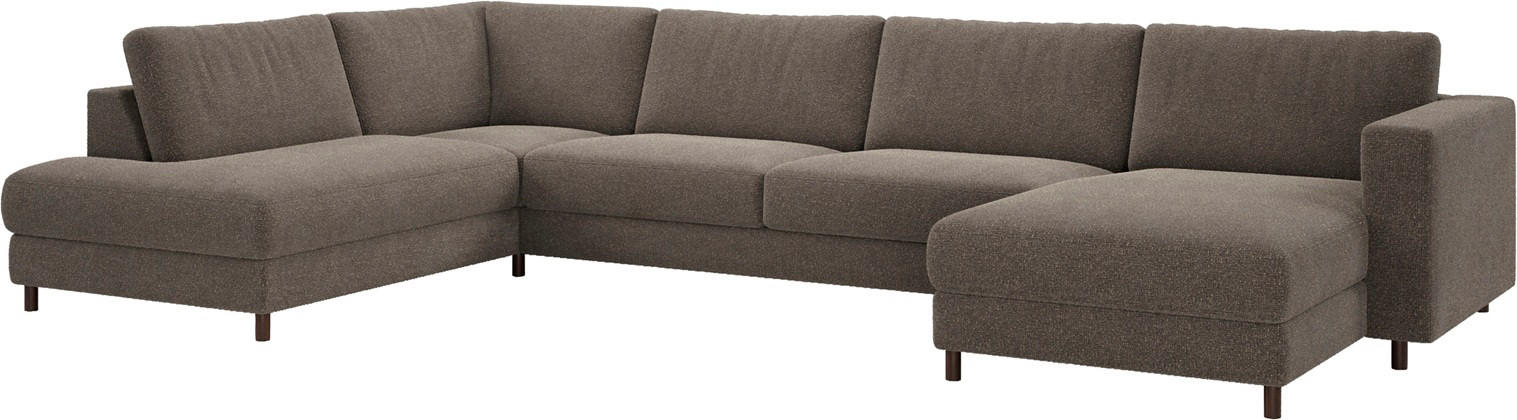 SOFFA i trä, metall, textil brun, grå  - brun/grå, Design, metall/trä (374/84/228/183cm) - Novel