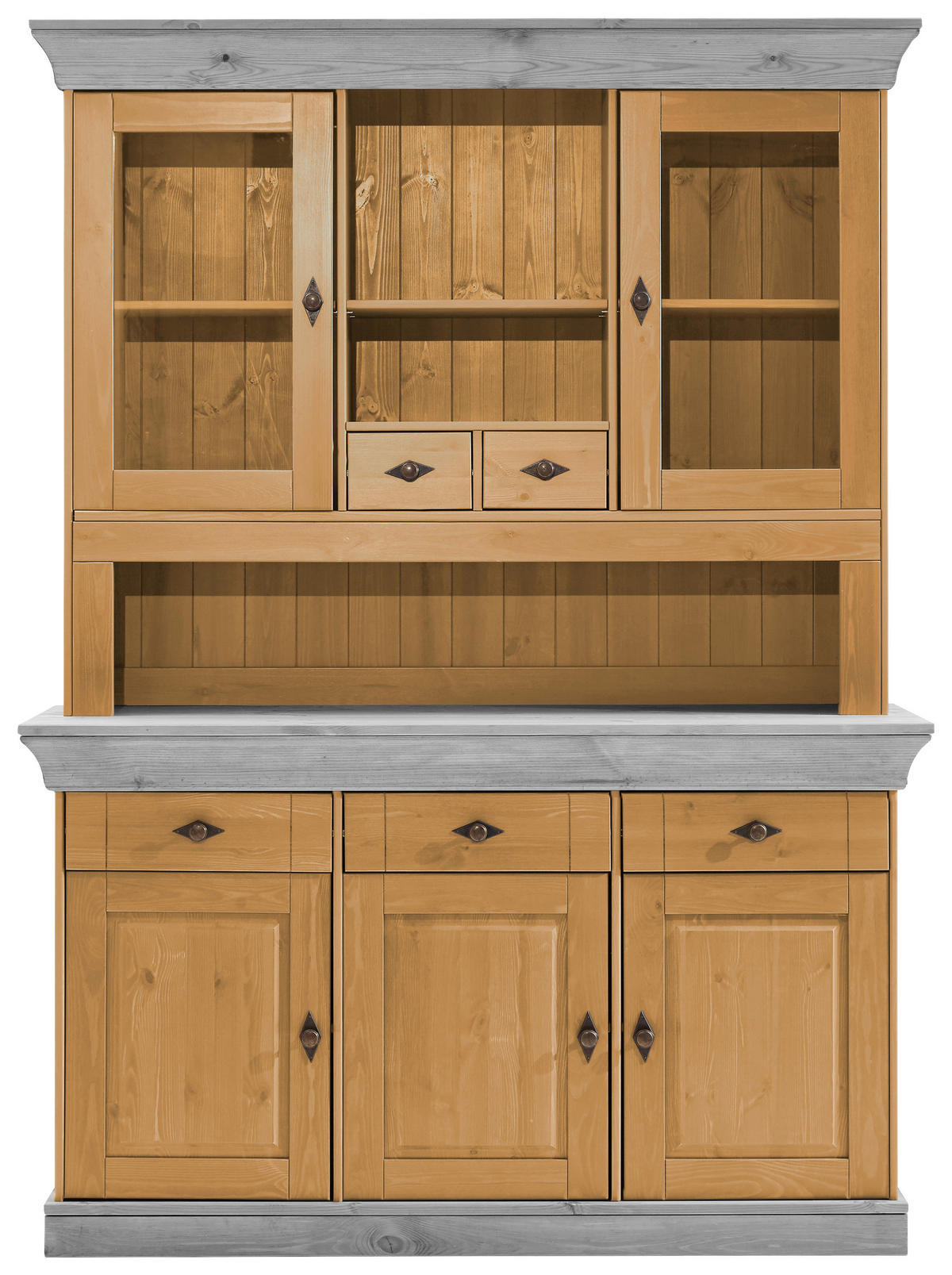 BUFFET 143/197/45 cm  in Grau, Laugenfarbig  - Laugenfarbig/Grau, ROMANTIK / LANDHAUS, Glas/Holz (143/197/45cm) - Boxxx