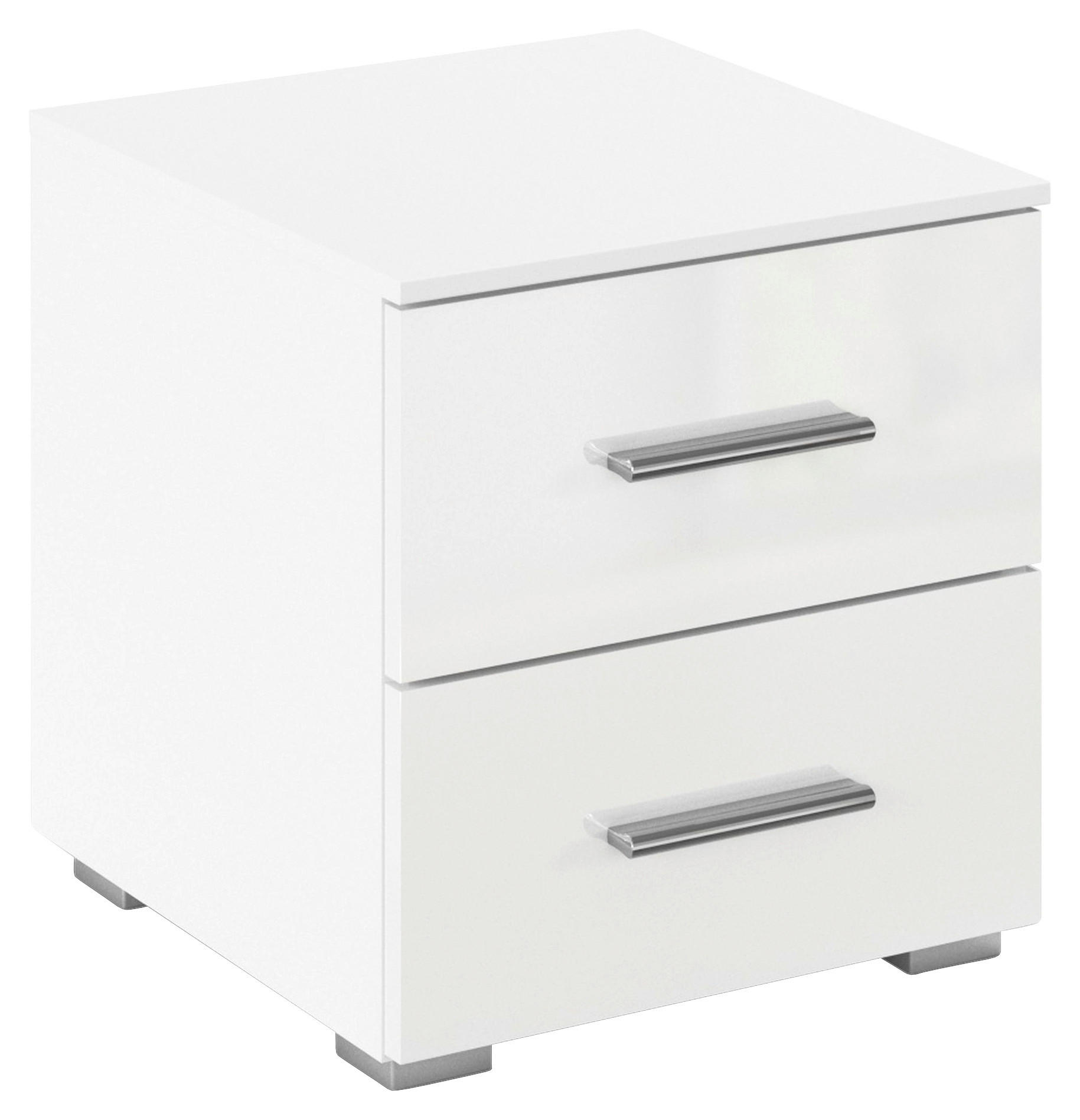NACHTSCHRANK 40/42/42 cm  - Weiß Hochglanz/Alufarben, KONVENTIONELL, Holzwerkstoff/Kunststoff (40/42/42cm) - home24