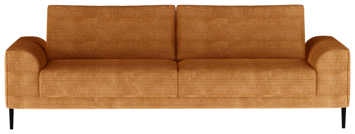 SCHLAFSOFA in Cord Currygelb  - Currygelb/Schwarz, Design, Textil/Metall (250/89/105cm) - Welnova