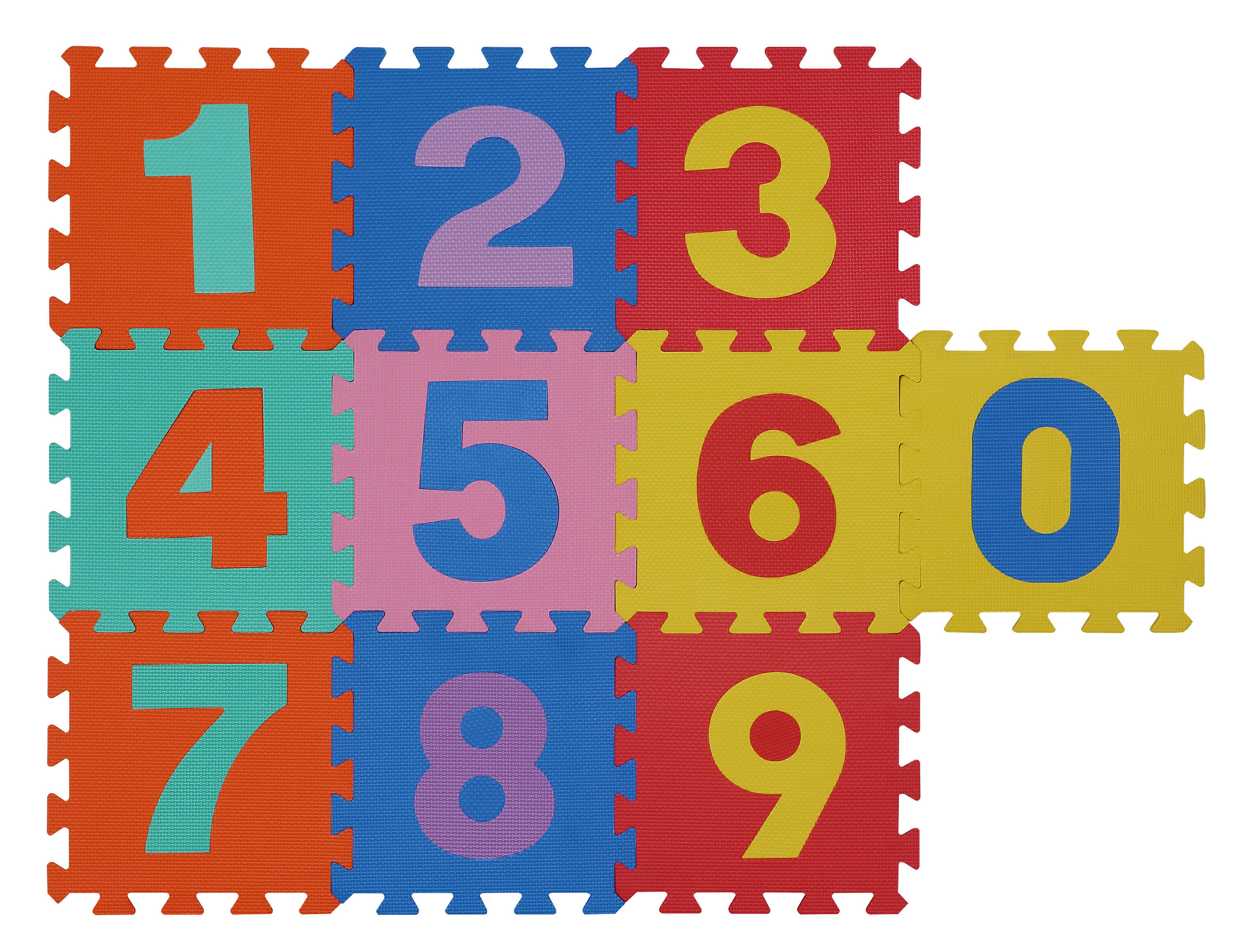 Kinderteppich Zahlen Puzzle BxL: 30x30 cm 10--teilig.