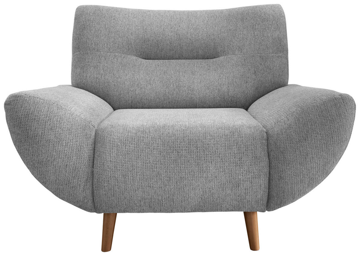 SESSEL in Chenille Silberfarben  - Wildeiche/Silberfarben, Modern, Holz/Textil (111/81/90cm) - MID.YOU