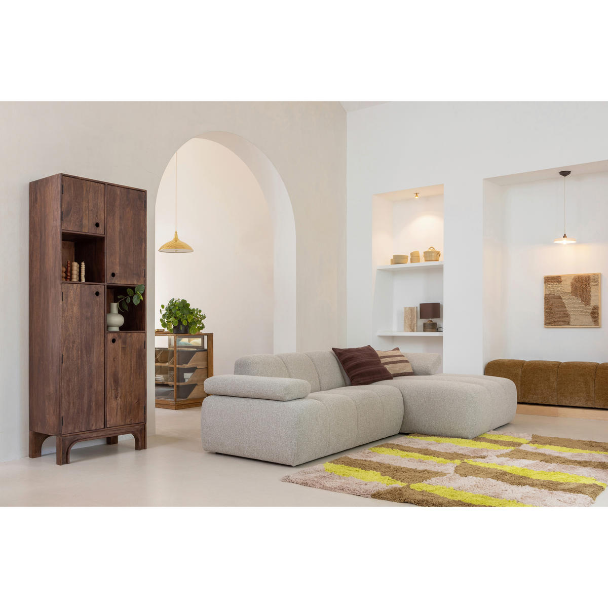 SOFAELEMENT Mojo in Bouclé Beige  - Beige/Schwarz, Design, Textil (162/74/124cm) - Livetastic