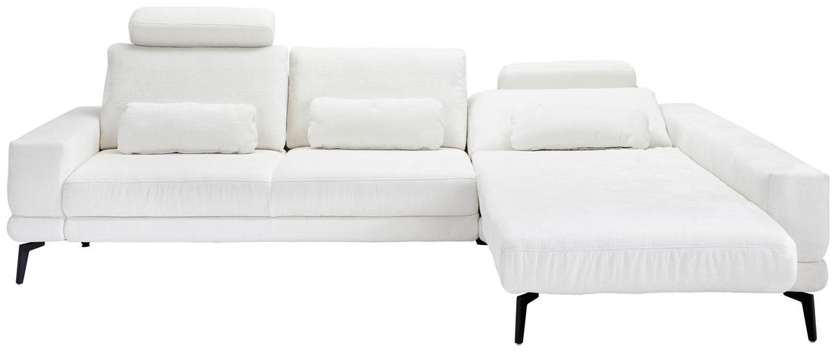 ECKSOFA Naturfarben Chenille  - Schwarz/Naturfarben, KONVENTIONELL, Textil/Metall (294/184cm) - SetOne by Musterring
