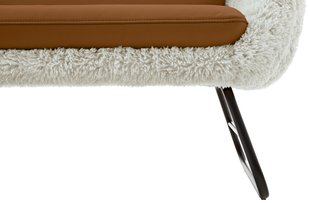 SITZBANK 219/87/78 cm  in Braun, Beige  - Beige/Schwarz, Design, Leder/Textil (219/87/78cm) - Koinor