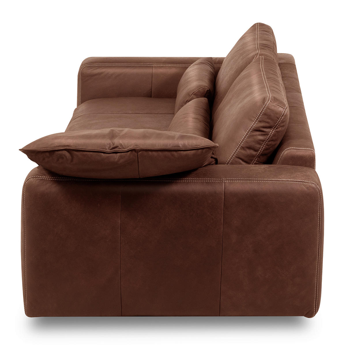 3-SITZER-SOFA  in Echtleder Braun   - Beige/Schwarz, Design, Leder/Kunststoff (300/85/123cm) - Livetastic