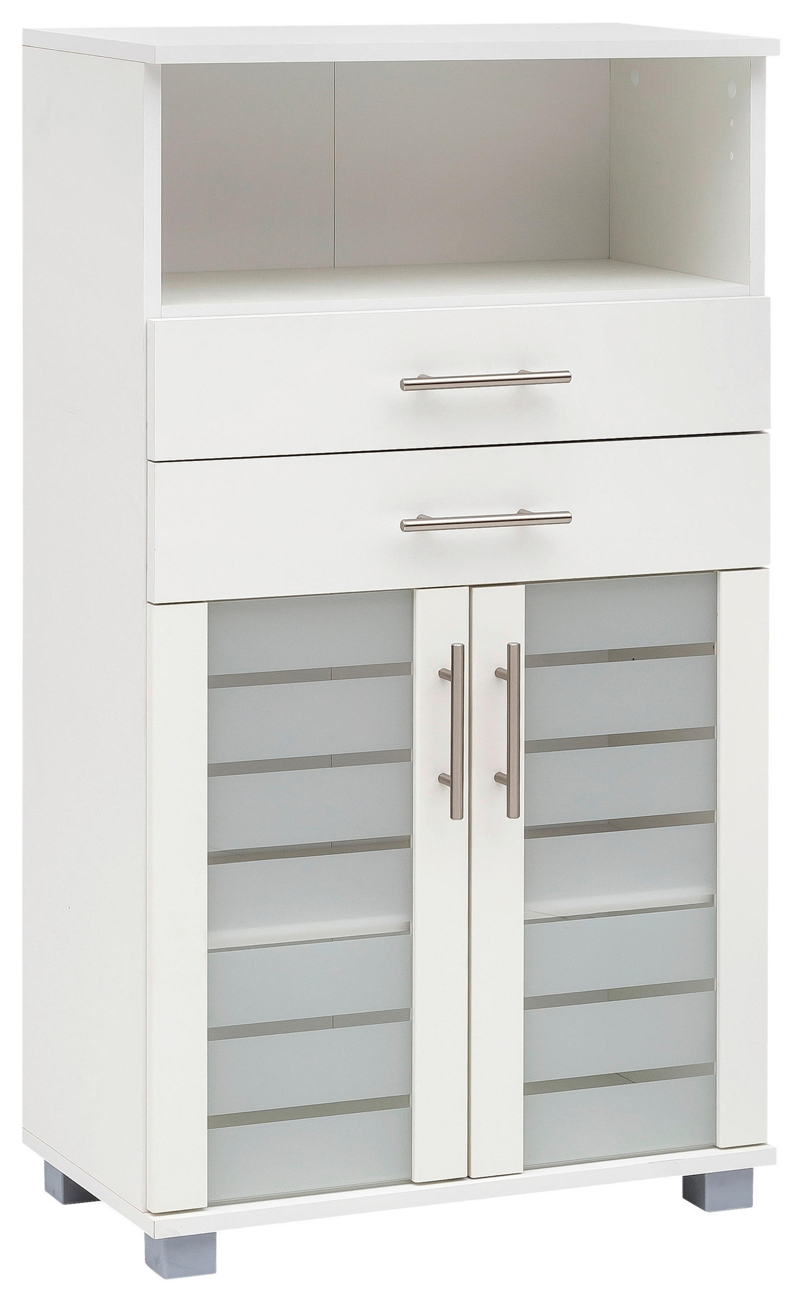 MIDISCHRANK 59,8/110,5/32,6 cm  - Edelstahlfarben/Silberfarben, MODERN, Glas/Holzwerkstoff (59,8/110,5/32,6cm) - MID.YOU