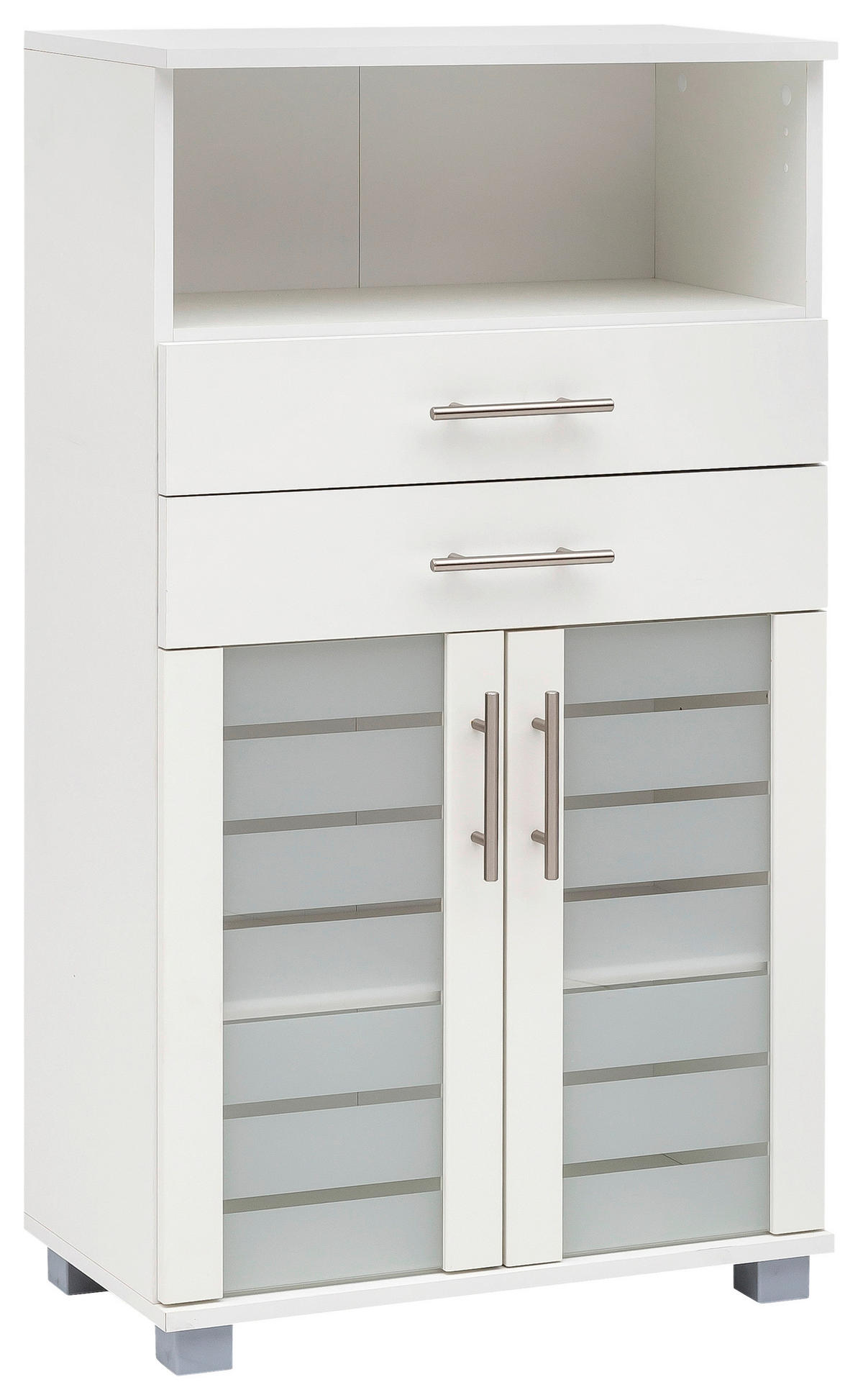 MIDISCHRANK 59,8/110,5/32,6 cm  - Edelstahlfarben/Silberfarben, MODERN, Glas/Holzwerkstoff (59,8/110,5/32,6cm) - MID.YOU
