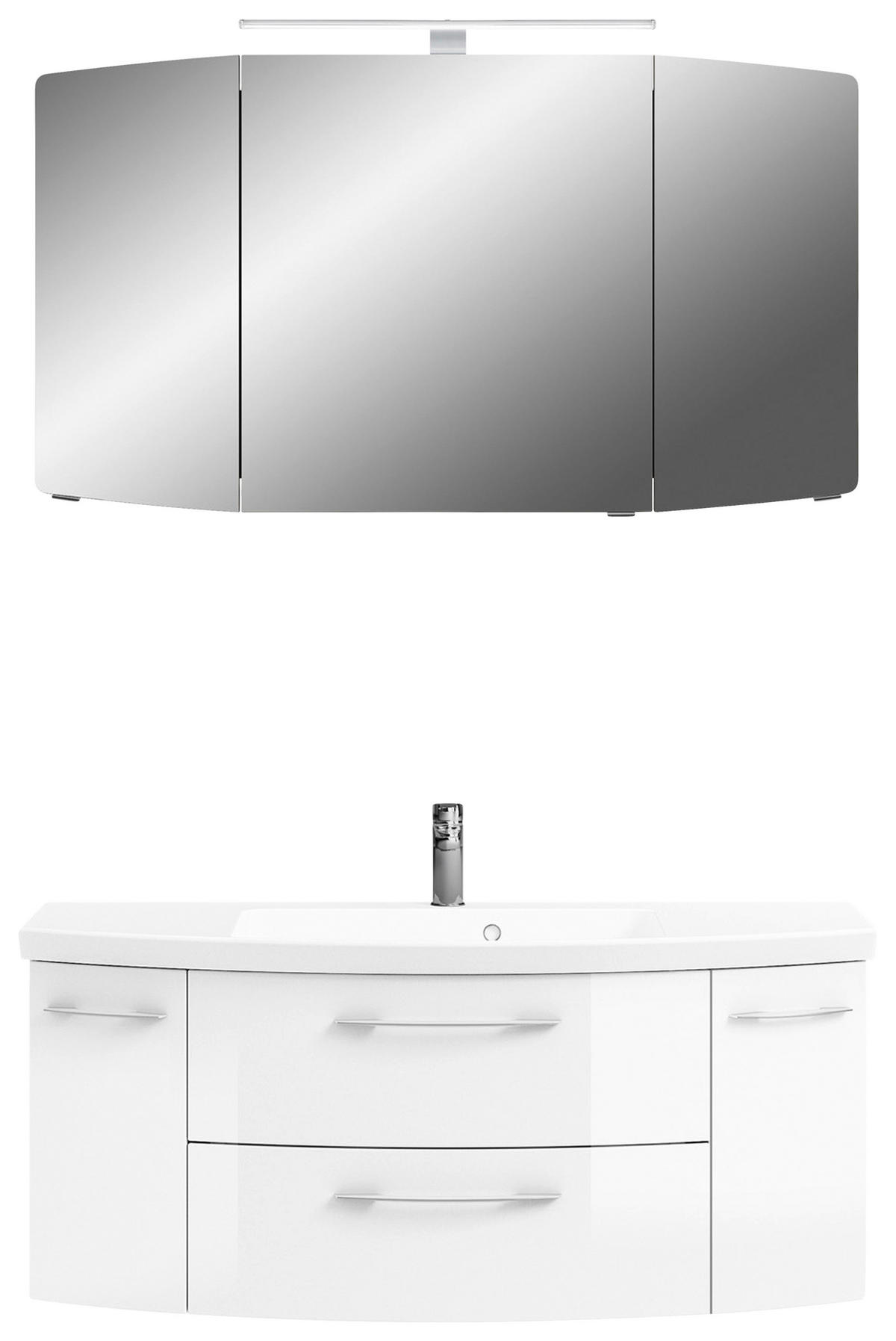 BADEZIMMER 3-teilig  in 121 cm  - Chromfarben/Weiß Hochglanz, KONVENTIONELL, Glas/Holzwerkstoff (121cm) - Pelipal