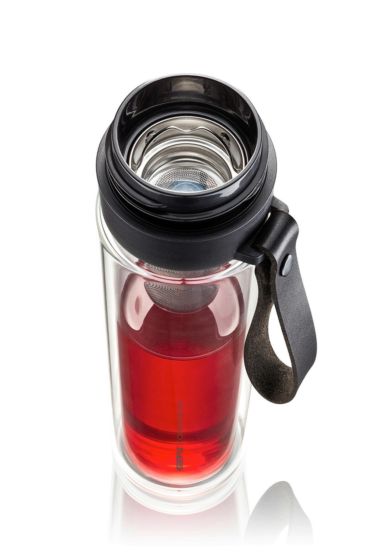 TRINKFLASCHE 0,450 L  - Edelstahlfarben/Schwarz, KONVENTIONELL, Glas/Textil (8/8/28cm) - Gefu