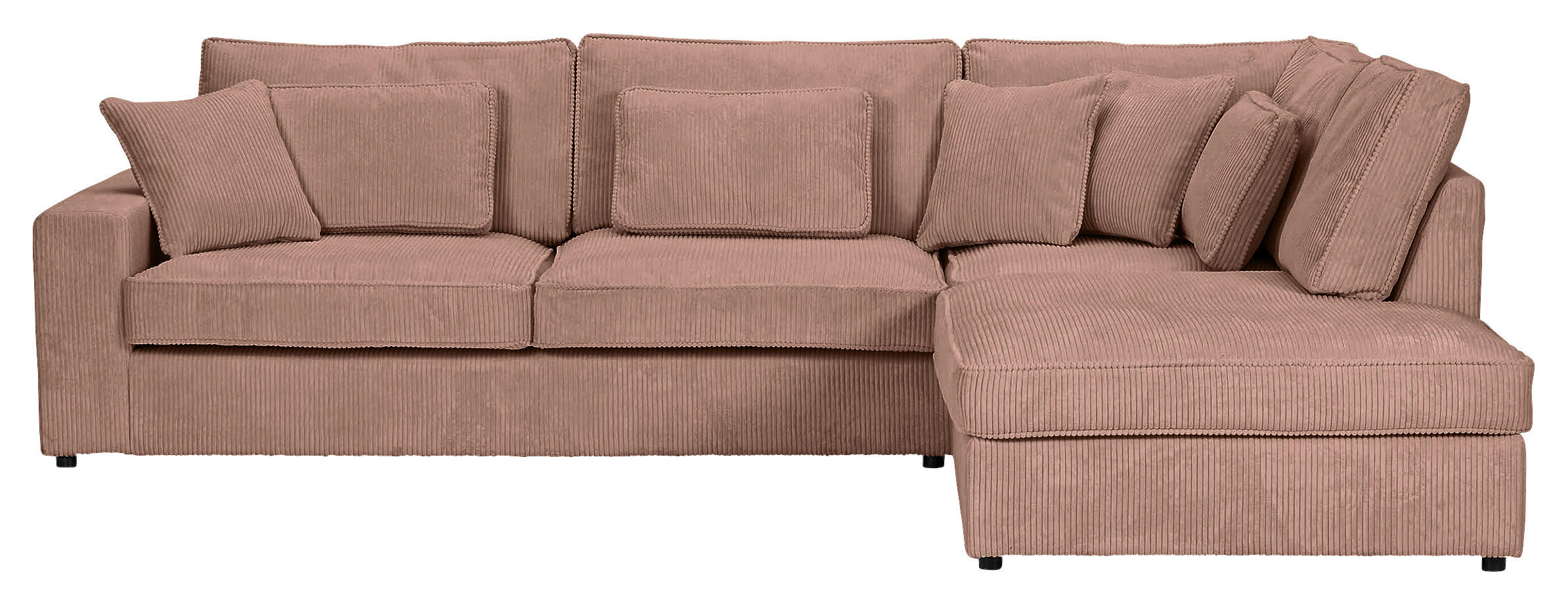 ECKSOFA Rosa Cord Zierkissen, Rückenkissen, Rücken echt  - Schwarz/Rosa, MODERN, Kunststoff/Textil (307/228cm) - Carryhome