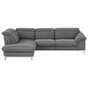 ECKSOFA Dunkelgrau Chenille  - Chromfarben/Dunkelgrau, Design, Textil/Metall (232/293cm) - Livetastic